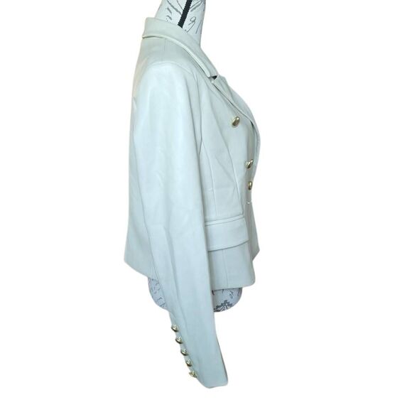 7 For All Mankind Women's Size Large Cream Faux Leather Butter Soft Blazer - Picture 2 of 6